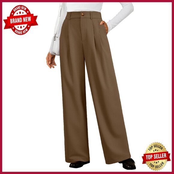Cashmere Wide Leg Dress Pants High Waisted Trousers Business Casual XXL